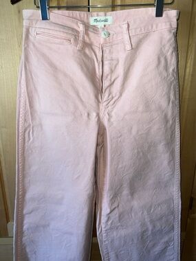 EUC Madewell Emmett High-Rise Cropped Wide-Leg Jeans in Light Pink